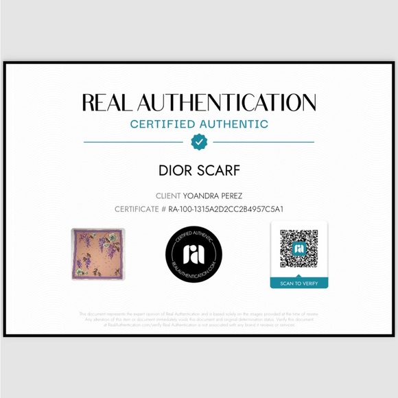 Christian Dior silk scarf - floral design vintage - authenticity certificate - Picture 6 of 6